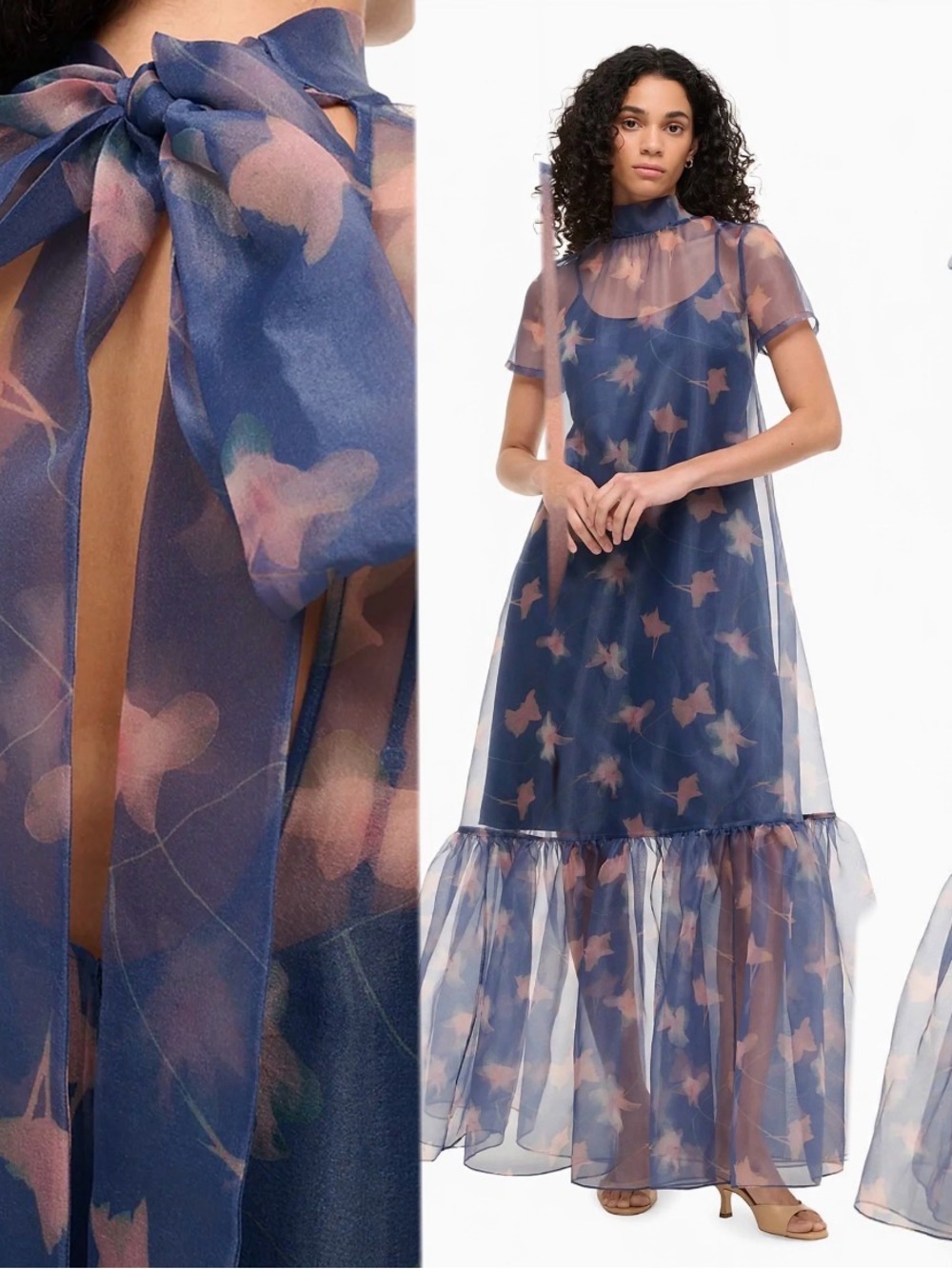 Staud Calluna Ruffled Sheer Floral Organza Gown Sheer size Small.